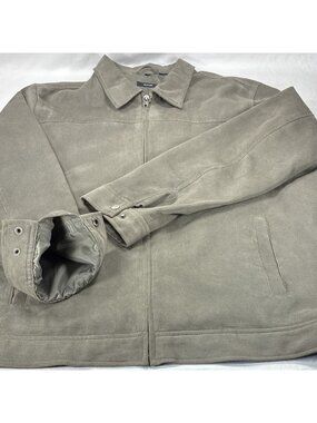 Vintage Alfani INIZI Jacket XXL Mens Gray Corduroy Full Zip Harrington Coat 90s